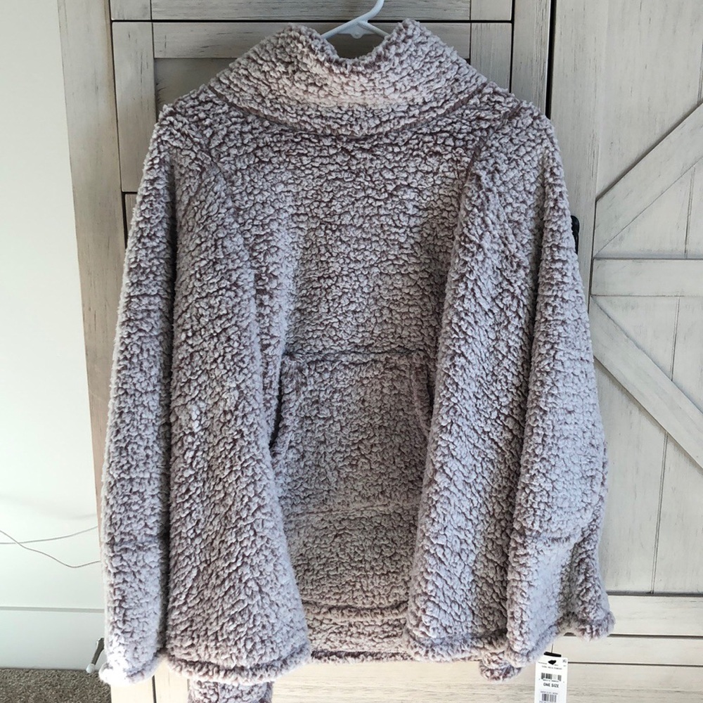 Cowl Neck Sherpa Poncho